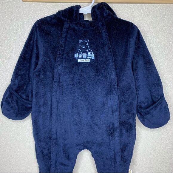 Disney 9 Months Classic Pooh Navy Blue Fleece Hooded Pram Winter Suit - Picture 3 of 13